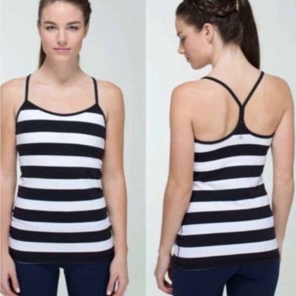 Lululemon Power Y tank - RARE black and white stripe - size 6